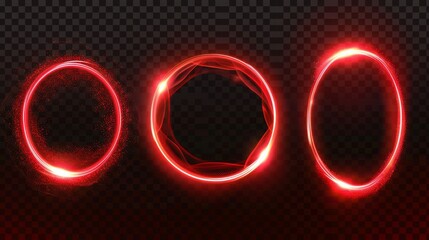 Modern illustration of round neon borders with haze, shimmering particles, sparkles, magic power effect, space portal design for space portals.