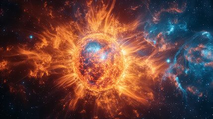 Space nebula cosmic supernova galaxy star bright colorful astronomy illustration background