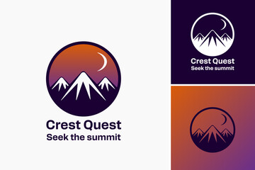 The "Crest Quest Seek the Summit" logo signifies determination and achievement, ideal for outdoor enthusiasts or adventure sports brands aiming to inspire pursuit of goals and exploration.