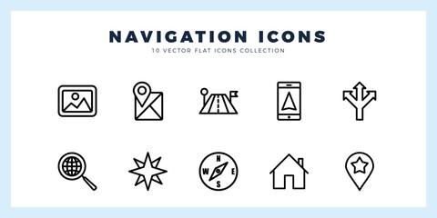 10 Navigation Lineal icon pack. vector illustration.
