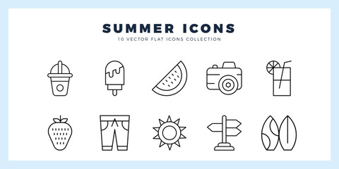 10 Summer Lineal icon pack. vector illustration.