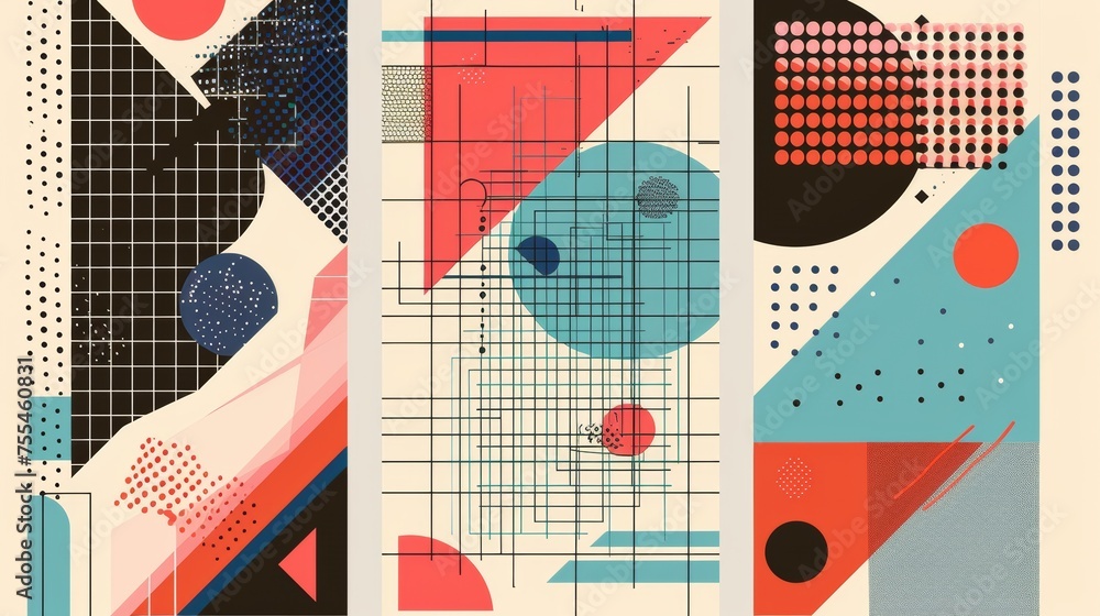 Poster this template presents a minimalist banner design in the style of the 90s and 2000s with simple geom