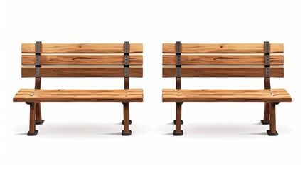 It's a wood bench for a park or backyard decoration. It's a realistic modern illustration of the front view of a log out of wood. It's an empty garden or street chair. It's a brown color, so it gives