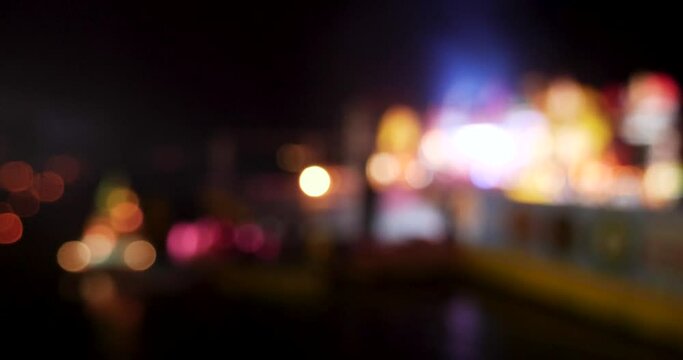 Vibrant Bokeh abstract blurred background music festival stage show performance party. Colorful bokeh background spark animate motion. Backdrop display with twinkling nightlife shape blinking light