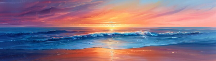 Fototapeta na wymiar Tranquil Seascape at Sunset serene desert sunset hues painting a tranquil bliss