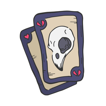 recommend clip art: Cards tarot with scull in doodle style. Hand drawn illustration.	