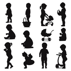 flat design baby silhouette collection
