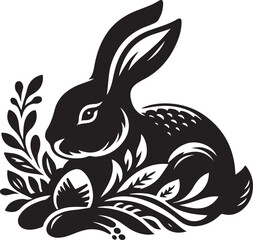 Bunny black silhouette Illustration Vector
