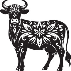 Cow black silhouette Illustration Vector