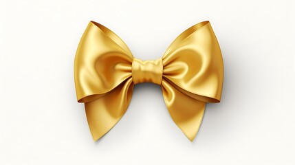 A golden bow on white background