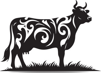 Cow black silhouette Illustration Vector