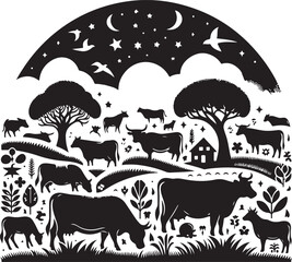Cow black silhouette Illustration Vector