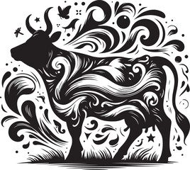 Cow black silhouette Illustration Vector