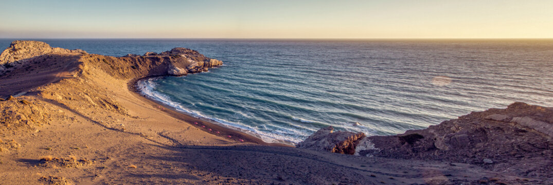 Beach of Agios Pavlos with sunshades, Crete, Greece