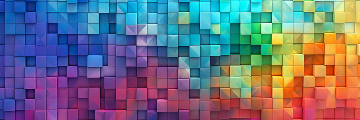 Multicoloured squares of pastel colours.