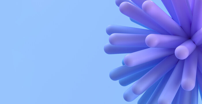 3D render of smooth columns against blue background