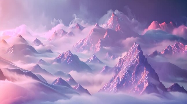 landscape with clouds and mountains, animated background