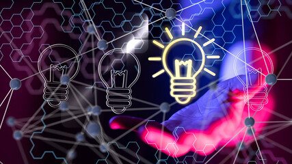 Neural network 3D illustration. Big data and cybersecurity