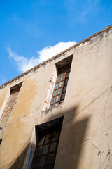 Fototapeta na wymiar Facade of a building with blue sky