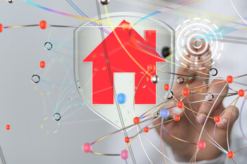 house. data Big data visualization background.Abstract technology - 3d