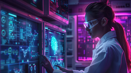 A scientist in a high-tech lab -  AI research