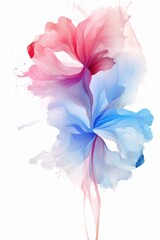 watercolor flower isolated background, light magenta and light blue
