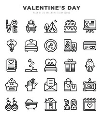 Valentine'S Day Icons Pack. Lineal icons set. Lineal icon collection set.