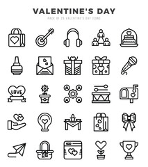 Valentine'S Day icons Pack. Lineal icons set. Valentine'S Day collection set.
