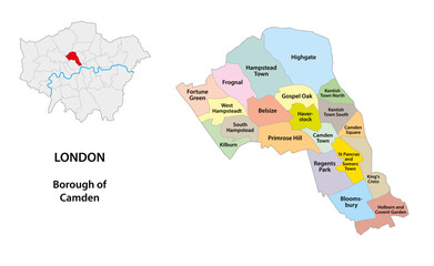 Vector map Camden Wards, London, UK - 755467402