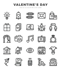 Valentine'S Day Icons Pack. Lineal icons set. Lineal icon collection set.