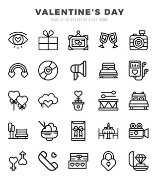 Set of Valentine'S Day icons in Lineal style. Lineal Icons symbol collection.