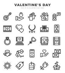 Fototapeta premium Set of 25 Valentine'S Day Lineal Icons Pack.
