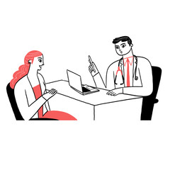 Doctor is talking with patient.