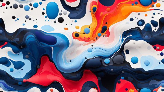 An abstract painting showcasing a vibrant fusion of colors and shapes