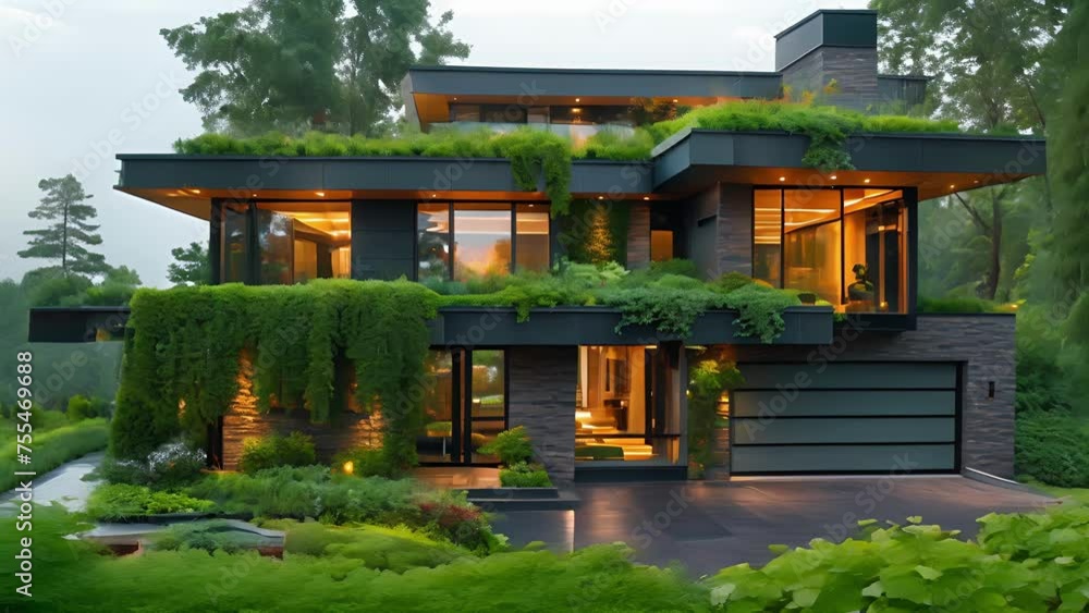Poster a view from the street reveals a home with a truly unique feature a green roof system that not only 