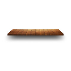 An unique concept of isolated wooden thin shelf on plain background , very suitable to use in mostly background project.