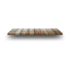 An unique concept of isolated wooden thin shelf on plain background , very suitable to use in...