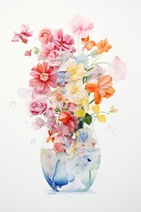watercolor paintings of flowers in a container