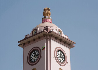Khambhat, Gujarat / India - January 11, 2017 : A tower clock in the city of Khambhat.