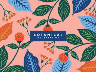 Obraz premium Natural Modern Tropical Botanical Illustration