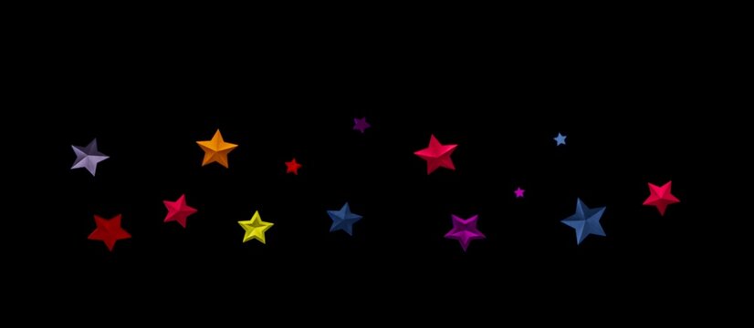 stars background, sparkle lights confetti falling. magic shining Flying christmas stars on night  - colourful