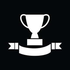 gold trophy cup with label icon - obrazy, fototapety, plakaty