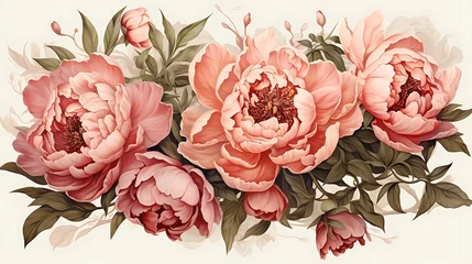 Rolgordijnen watercolor flowers. floral illustration, Leaf and buds © AH