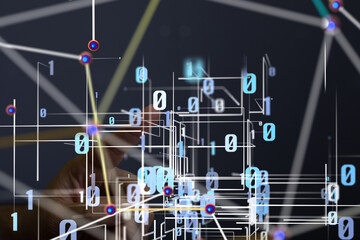 Global network. Blockchain. 3D illustration. Neural networks and artificial intelligence. Abstract