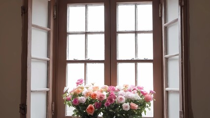 Fototapeta na wymiar flowers in window