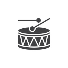 Drum and drumsticks vector icon