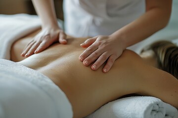 Fototapeta na wymiar a woman person receiving a massage in a spa / massage treatment place