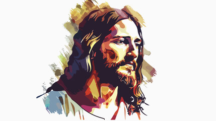 Hand drawn art of Jesus Christ flat vector 