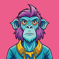 Hand drawn nft style ape illustration