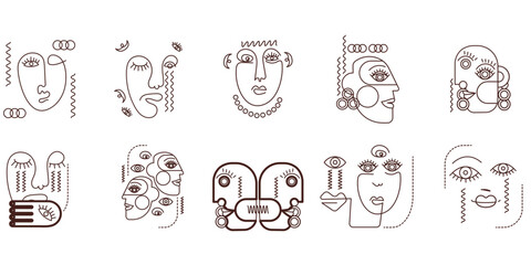 Abstract Face Line Art